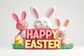 Happy easter valentines day card Eggs Approachable Basket. White festive Bunny pile. Forgiveness background wallpaper