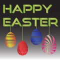 Happy easter with various color hanging eggs eps10