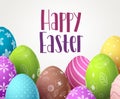 Happy easter vector background design with colorful eggs and white space for text Royalty Free Stock Photo