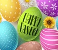 Happy easter vector banner design with colorful easter eggs Royalty Free Stock Photo