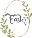 Happy Easter vector element for design.eggs in green grass with white flowers isolated on white background.Vector greeting card, Royalty Free Stock Photo