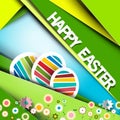 Happy Easter Vector Green Retro Paper Card Royalty Free Stock Photo