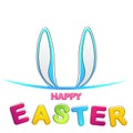 Happy Easter. Vector Greeting Card with rabbit ears Royalty Free Stock Photo