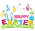 Happy Easter. Vector Greeting Card with rabbit ears Royalty Free Stock Photo