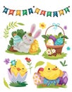 Happy Easter Vector Illustration poster template Royalty Free Stock Photo