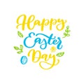 Happy Easter vector lettering. Hand drawn easter greeting card.