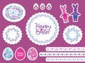 Happy Easter Vector set with colored eggs for greeting card, ad, promotion, poster, flyer, web-banner, article, social
