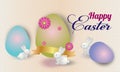 Happy Easter. Vector template with easter bunnies for card, poster, flyer and other users. Design element. - Images vectorielles