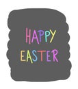 Happy Easter Vector Text. Colorful holiday sign for kids, books, toddlers and babies fashion, icon, logo. Invitation card.