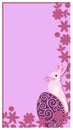 Happy Easter. Vertical template design with pink Easter bunny and eggs, flowers. Flat style. Frame for banners, greeting Royalty Free Stock Photo