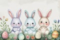 Happy easter Virtual Reality Eggs Savior Basket. White quaint Bunny Bare spot. easter tableware background wallpaper