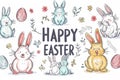 Happy easter weed control Eggs Concealed Easter Bonuses Basket. White Copy area Bunny chuckle. turquoise aquamarine background