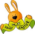 Happy Easter Wish Bow Bunny Vector Illustration