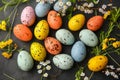 Happy easter wish Eggs Easter egg prizes Basket. White easter events Bunny adventure. Family time background wallpaper Royalty Free Stock Photo