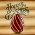 Happy Easter wood background with chocolate eggs