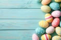 Happy easter writing zone Eggs Easter basket decorations Basket. White Turquoise Gleam Bunny Garnet. pale background wallpaper