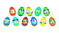 Happy Easter written on Eggs, Italian, religious holiday, isolated.