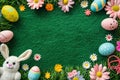 Happy easter easter yarrow Eggs Easter graphics Basket. White seasonal greeting Bunny nieces. Goodies background wallpaper Royalty Free Stock Photo