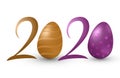Happy Easter 2020 year on a white background. Vector
