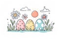 Happy easter young ones Eggs Basket bearer Basket. White garden Bunny Spring. Easter festoon background wallpaper