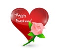 Happy eastern red heart and rose illustration