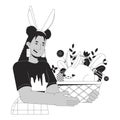 Happy Eastertide weekend black and white 2D illustration concept