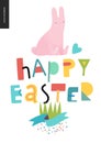 Happy eater lettering and bunny Royalty Free Stock Photo