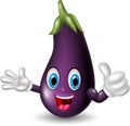 Happy eggplant cartoon thumb up