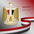 Happy Egypt independence day celebration poster. Emblem of Egypt. 23rd of july. Vector illustration. Eagle of Saladin