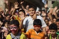 Happy Egyptian kids playing at charity event in giza, egypt