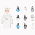 Happy Eid Al Fitr Adha Ramadan Women Female Wearing Glasses Pose Give Wishing