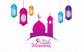 Happy Eid al fitr with lantern and ornament