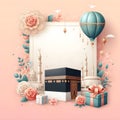 Happy Eid Aladha Hajj Muslims design cover ai generator Royalty Free Stock Photo