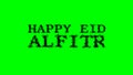 Happy Eid alFitr smoke text effect green isolated background