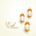 Happy eid festival golden lamps background