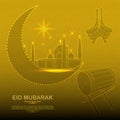 Happy eid mubarak consists of gold dots