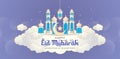 Happy Eid Mubarak greeting cards label and banner, applicable for website header, landing page, ads campaign marketing