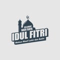 The happy eid mubarak in Indonesian illustration logo