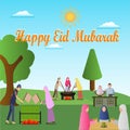 Happy Eid Mubarak 43 vector design illustration outdoor background