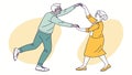 Happy Elderly Couple Dancing Together, Shared Joy, vector design Generative AI Royalty Free Stock Photo