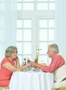 Happy elderly couple having dinner Royalty Free Stock Photo