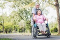 Happy elderly couple with lifestyle after retiree concept. Lovely asian seniors couple embracing together in the park. Royalty Free Stock Photo