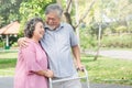 Happy elderly couple with lifestyle after retiree concept. Lovely asian seniors couple embracing together in the park. Royalty Free Stock Photo