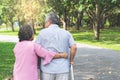 Happy elderly couple with lifestyle after retiree concept. Lovely asian seniors couple embracing together in the park. Royalty Free Stock Photo