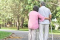 Happy elderly couple with lifestyle after retiree concept. Lovely asian seniors couple embracing together in the park. Royalty Free Stock Photo