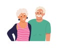 Happy elderly couple standing together vector flat illustration