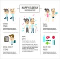 Happy Elderly living info graphics.