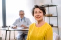 happy elderly patient woman satisfied after consultation with doctor Royalty Free Stock Photo