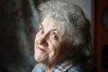 Happy elderly woman portrait on a dark background Royalty Free Stock Photo