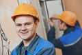 Happy electrician engineer worker